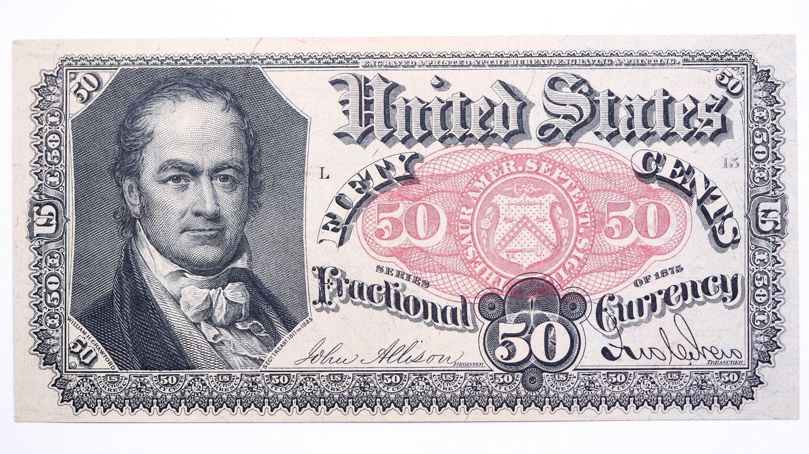 1875 50c FIFTY CENTS FRACTIONAL CURRENCY William H ...