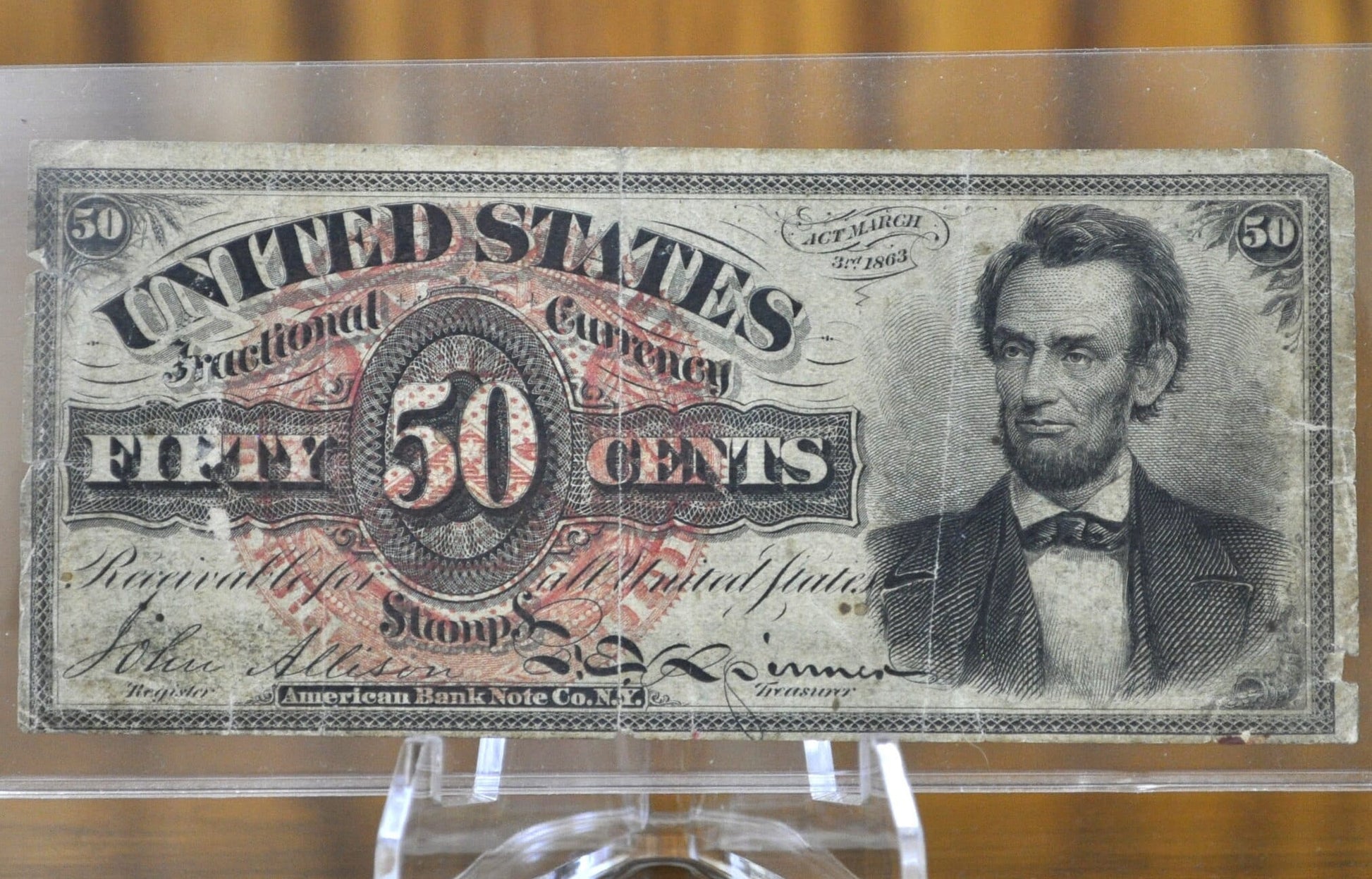 4th Issue 50 Cent Fractional Note 1863 Lincoln Note - Fine ...