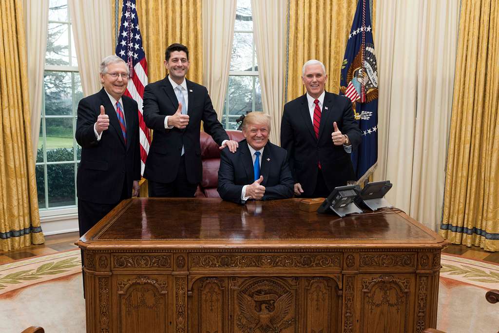 Trump, Pence, Ryan, McConnell celebrate tax cut passage - PICRYL ...
