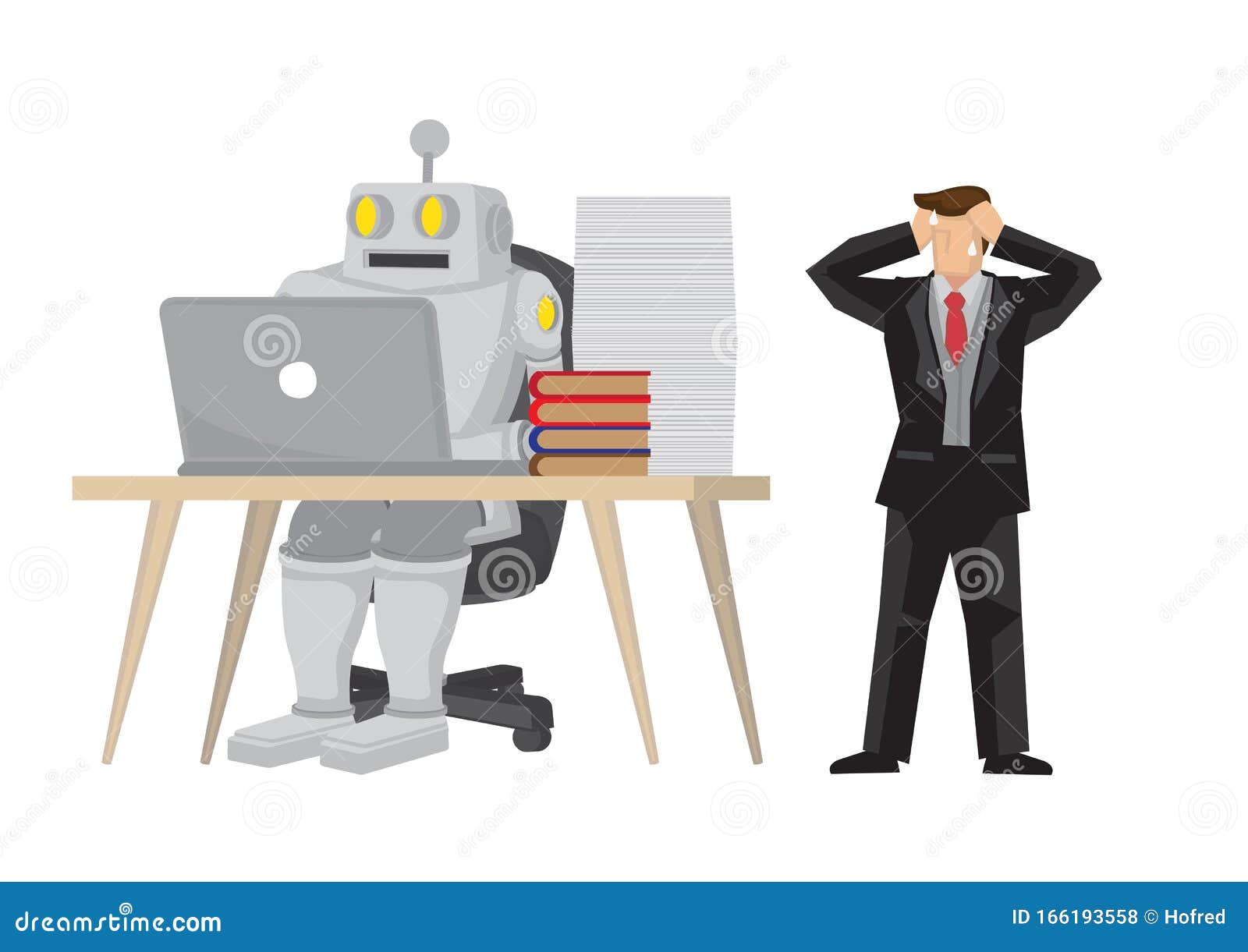 Robot Taken Over Office Worker by Doing His Job. Depicts Automation, Future  Job Market and Artificial Intelligence Stock Vector - Illustration of kill,  cyborg: 166193558