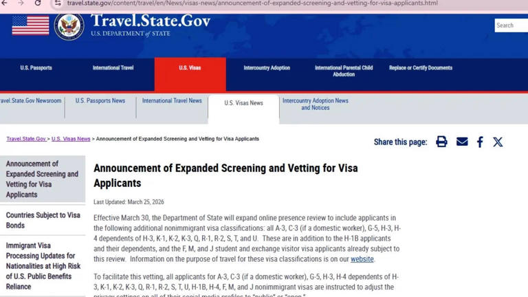 US extends social media screening rules covering H-1B, student, and other  nonimmigrant visas